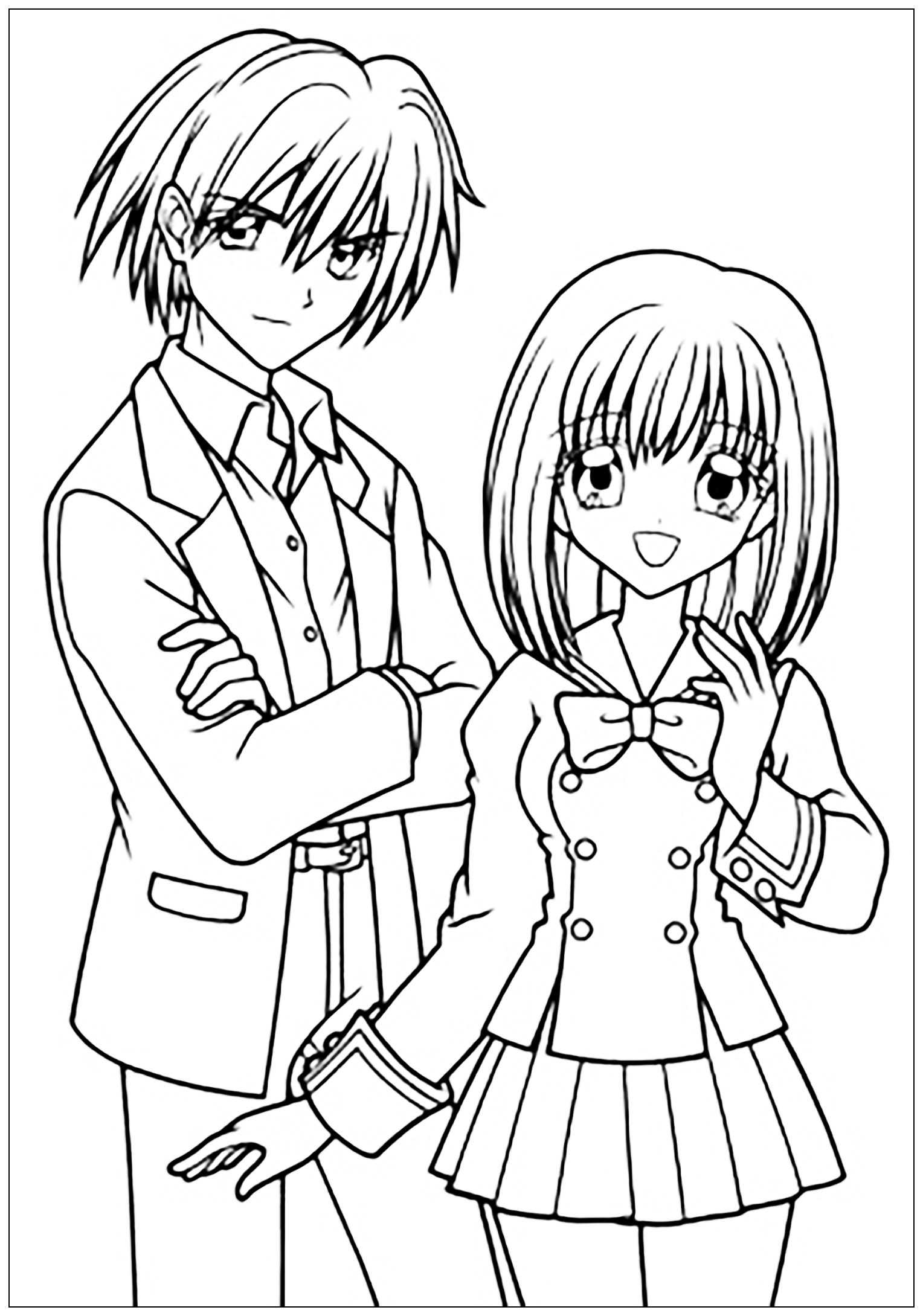 Manga Drawing Boy And Girl In School Suit 1528x2179 Manga Drawing Boy And Girl In School Suit