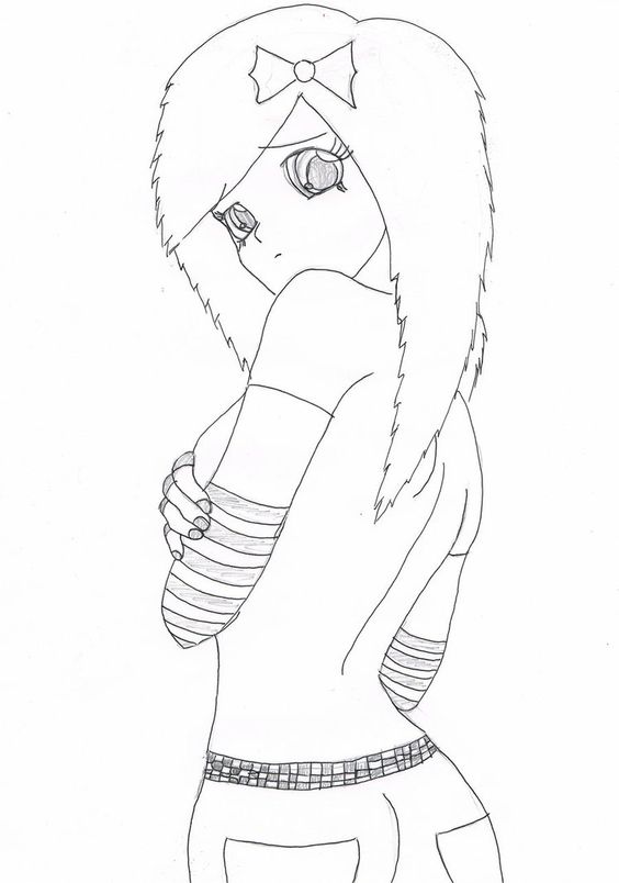 564x804 Ingenious Idea Emo Coloring Pages To Print Girl Anime Boy Love