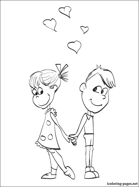 560x750 Beautiful Frame, Where The Little Girl With A Boy For Coloring