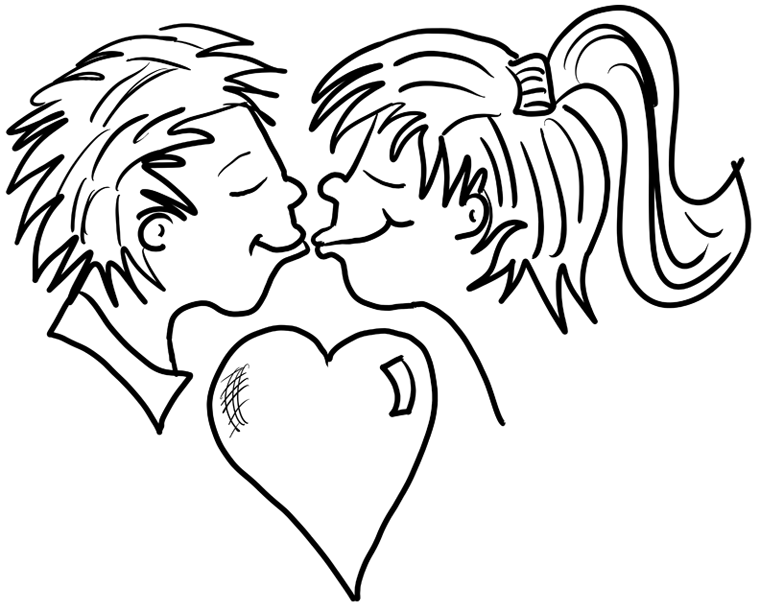 760x612 Boy And Girl In Love Kissing Over A Valentines Day Heart Coloring