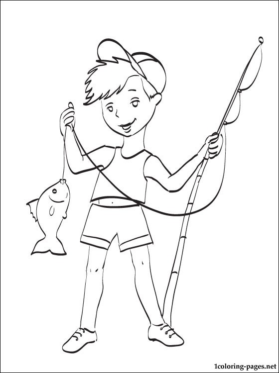 Boy Fishing Coloring Page at GetColorings.com | Free printable ...
