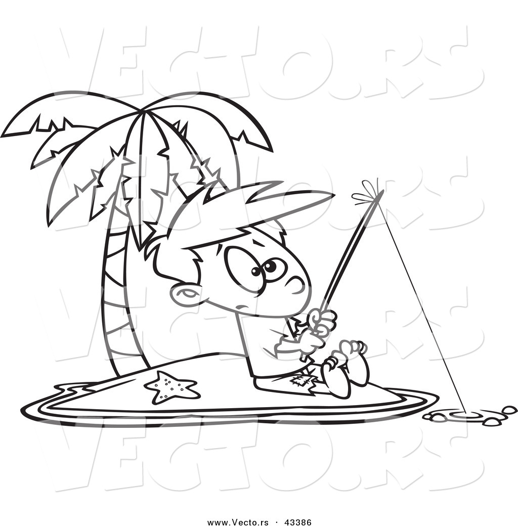 Vector Of A Cartoon Boy Fishing By Himself On An Island 1024x1044 Vector Of A Cartoon Boy Fishing By Himself On An Island