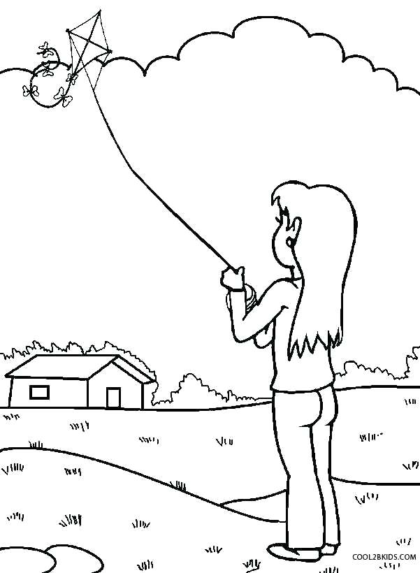 Kite Flying Coloring Pages Kids Coloring Coloring Page Outline 601x820 Kite Flying Coloring Pages Kids Coloring Coloring Page Outline