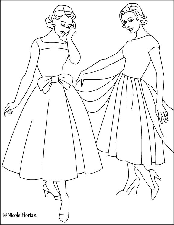 Nicole's Free Coloring Pages Vintage Fashion Coloring Pages 576x744 Nicole's Free Coloring Pages Vintage Fashion Coloring Pages