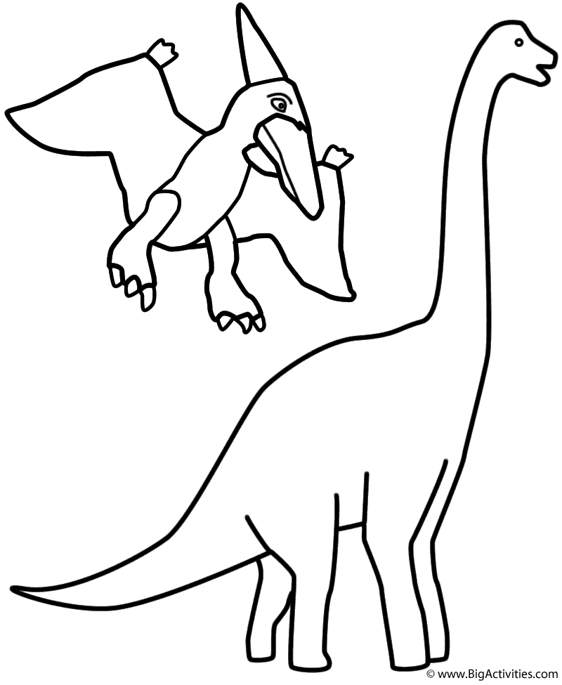 800x975 Pterodactyl And Brachiosaurus