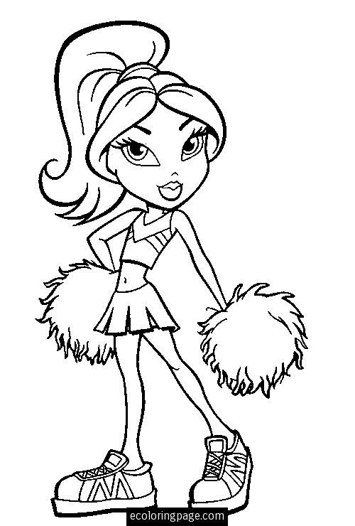 Bratz Sasha Cheerleader Coloring Page Printable For Girls 500x740 Bratz Sasha Cheerleader Coloring Page Printable For Girls