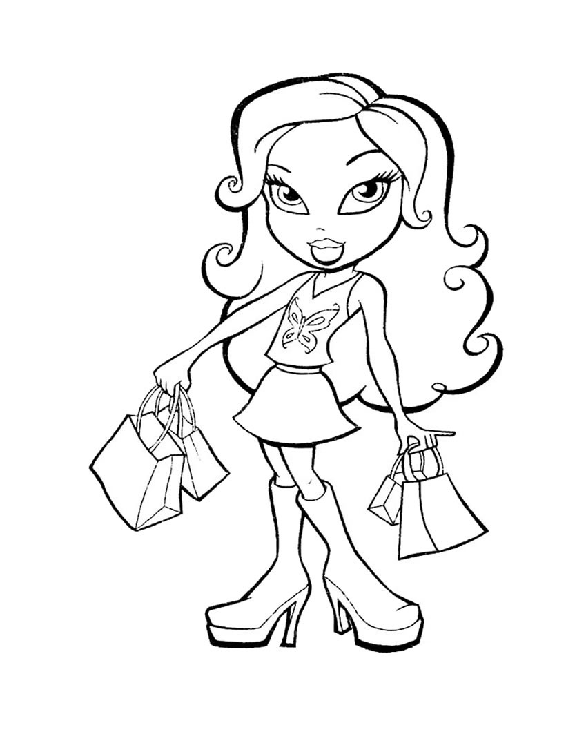 Shoping Bratz Coloring Pages 820x1060 Shoping Bratz Coloring Pages