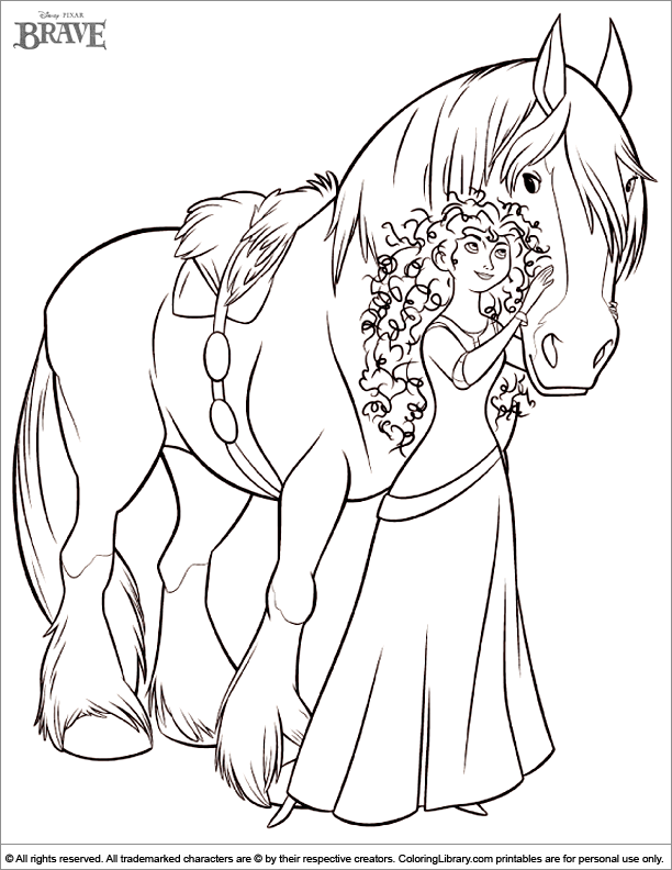 Brave Coloring Pages Merida And Horse 612x792 Brave Coloring Pages Merida And Horse