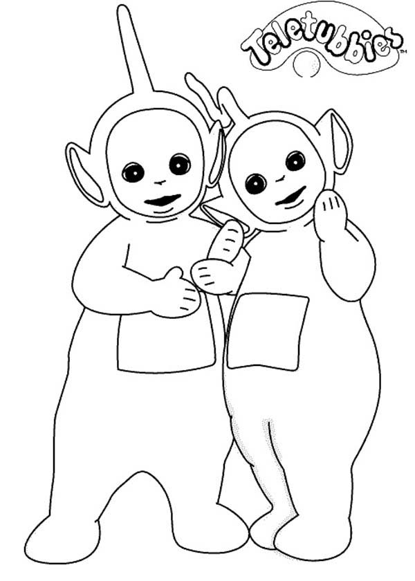 Dipsy And Laa Laa Share A Piece Of Bread In Teletubbies Coloring 600x840 Dipsy And Laa Laa Share A Piece Of Bread In Teletubbies Coloring