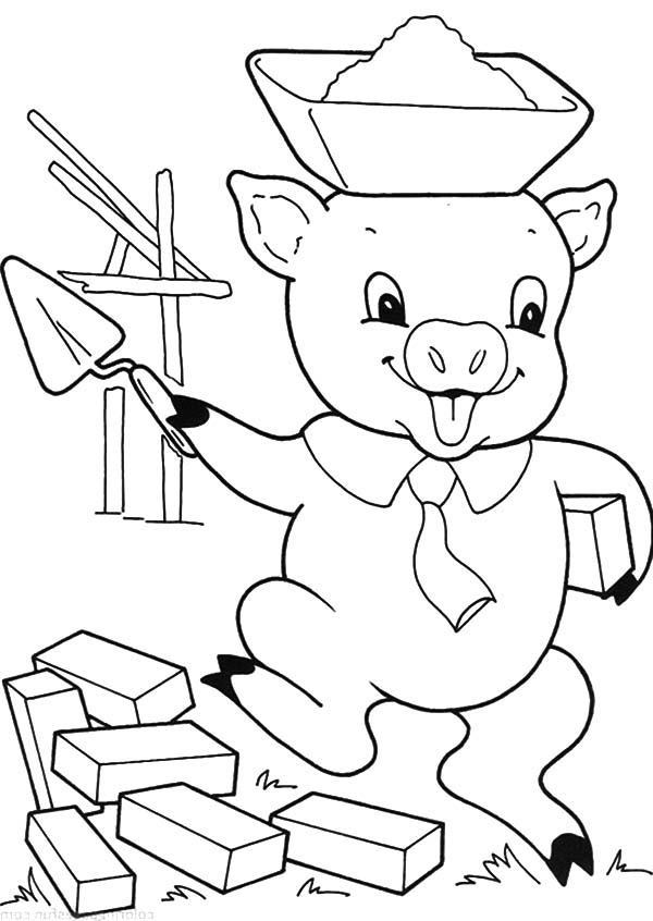 Three Little Pigs Build Their New House Coloring Pages Batch 600x846 Three Little Pigs Build Their New House Coloring Pages Batch