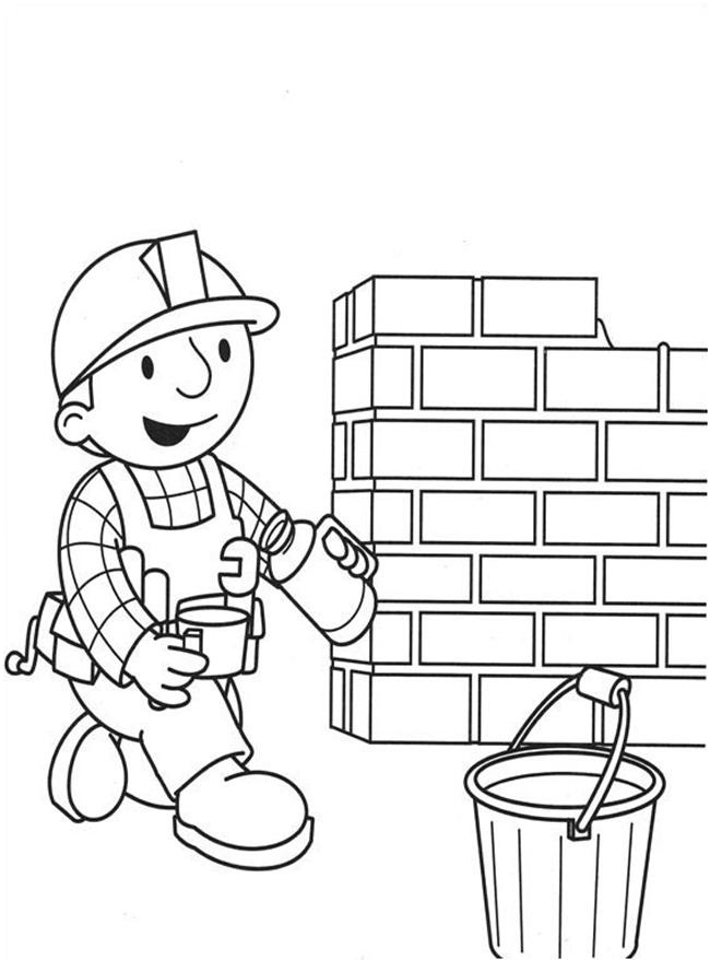 Builder Bob Drink Coffee Near The Brick Wall Coloring Page 650x878 Builder Bob Drink Coffee Near The Brick Wall Coloring Page