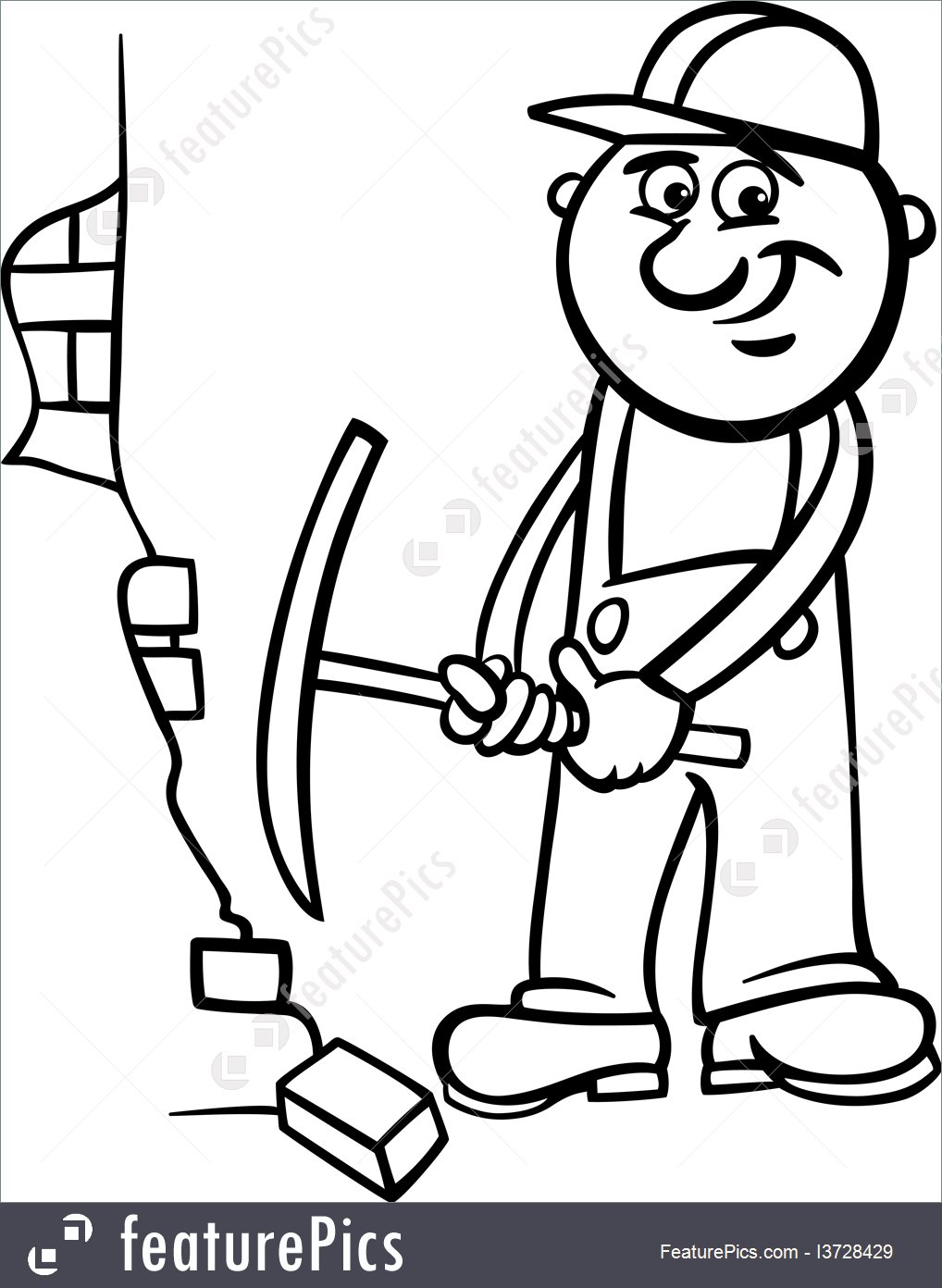 People At Work Worker With Pick Coloring Page 1018x1392 People At Work Worker With Pick Coloring Page