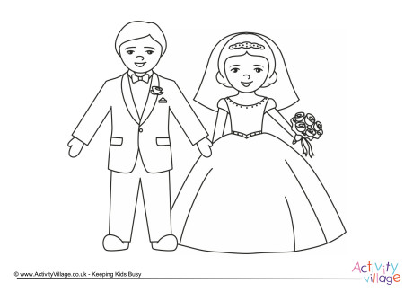 460x325 Bride And Groom Colouring Page 2