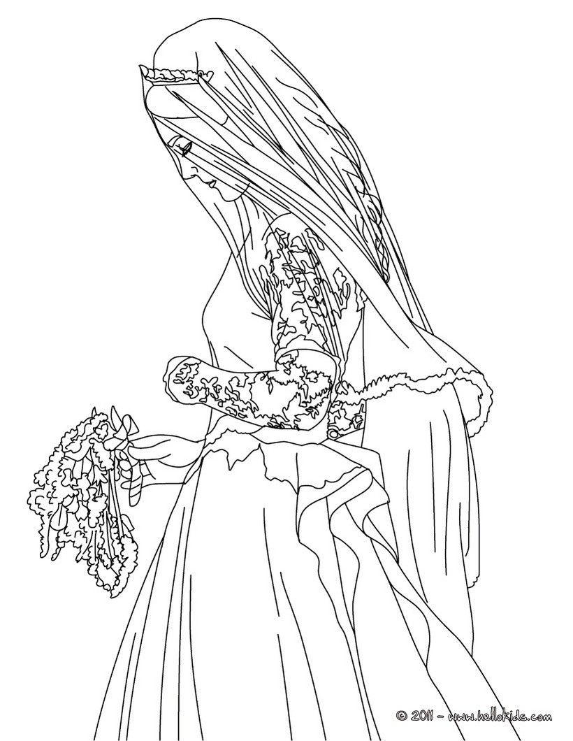 820x1060 Bride Kate Middleton Coloring Page. More Kate And William Content