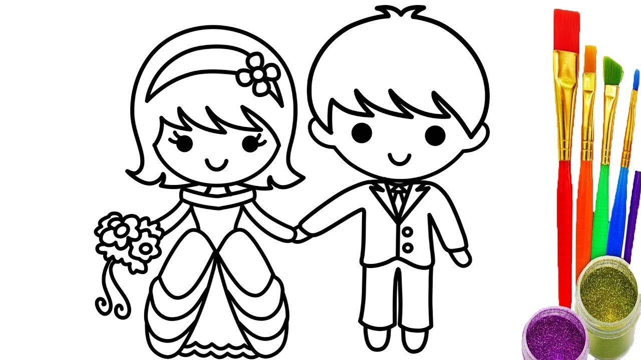 Bride Groom Coloring Page at GetColorings.com | Free printable ...