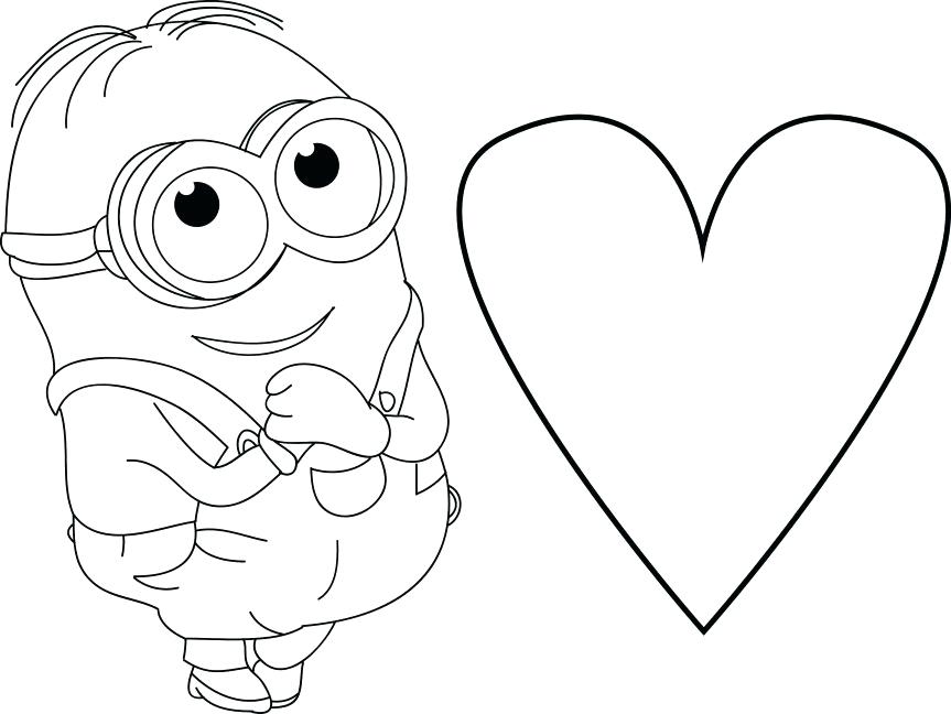 863x648 Minion Very Cute Heart Coloring Page Movie Pages To Print Free