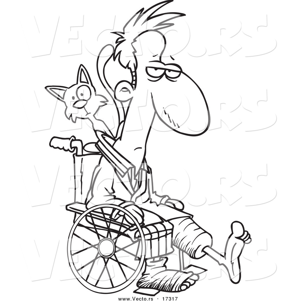 1024x1044 Vector Of Cartoon Cat Behind Man With Broken Limbs In