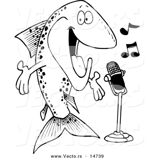 Vector Of A Cartoon Musical Trout Singing 600x620 Vector Of A Cartoon Musical Trout Singing