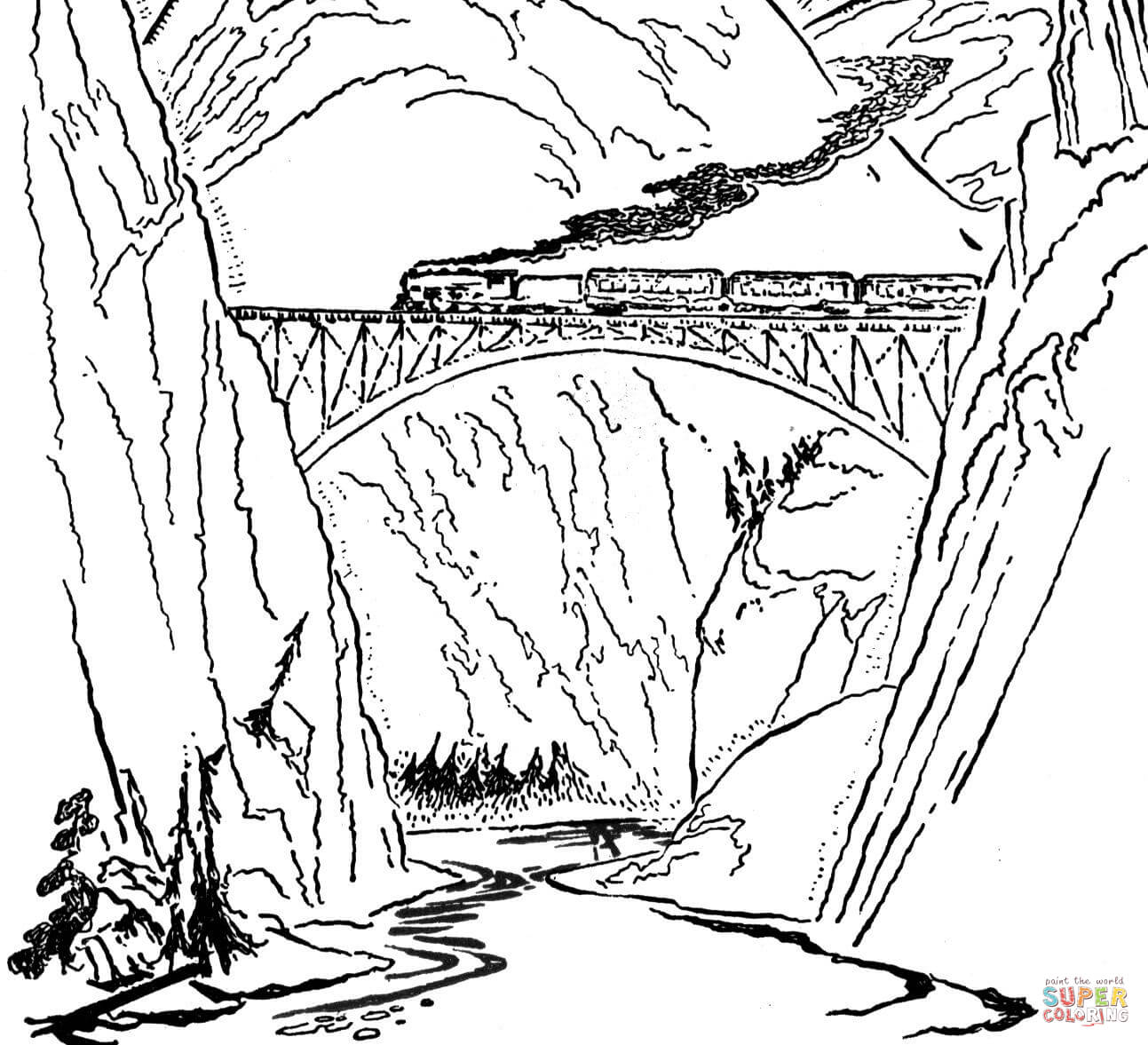 Train On The Bridge Coloring Page Free Printable Pages Throughout 1293x1177 Train On The Bridge Coloring Page Free Printable Pages Throughout
