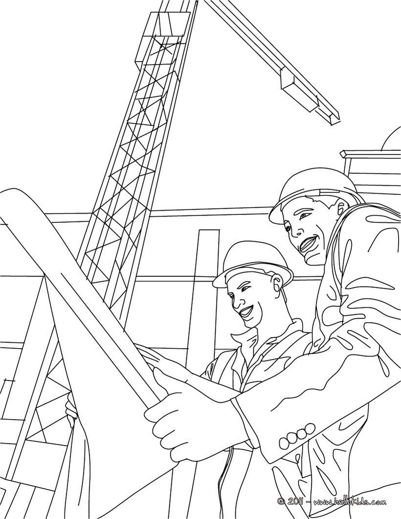 Architect Reading A Plan With The Work Foreman Coloring Page 820x1060 Architect Reading A Plan With The Work Foreman Coloring Page