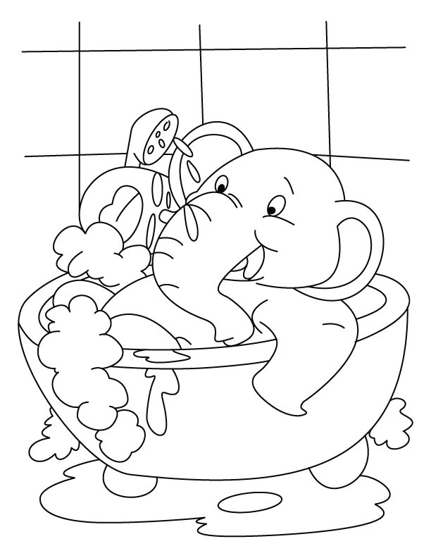 Elephant In Bubble Bath Coloring Page To Print 612x792 Elephant In Bubble Bath Coloring Page To Print