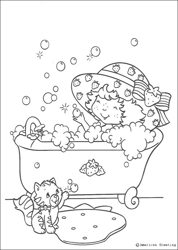 Strawberry Shortcake Having A Bubble Bath Coloring Pages 607x850 Strawberry Shortcake Having A Bubble Bath Coloring Pages