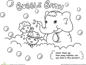 Bath Time! Color The Elephant Bubble Bath Worksheet 301x228 Bath Time! Color The Elephant Bubble Bath Worksheet