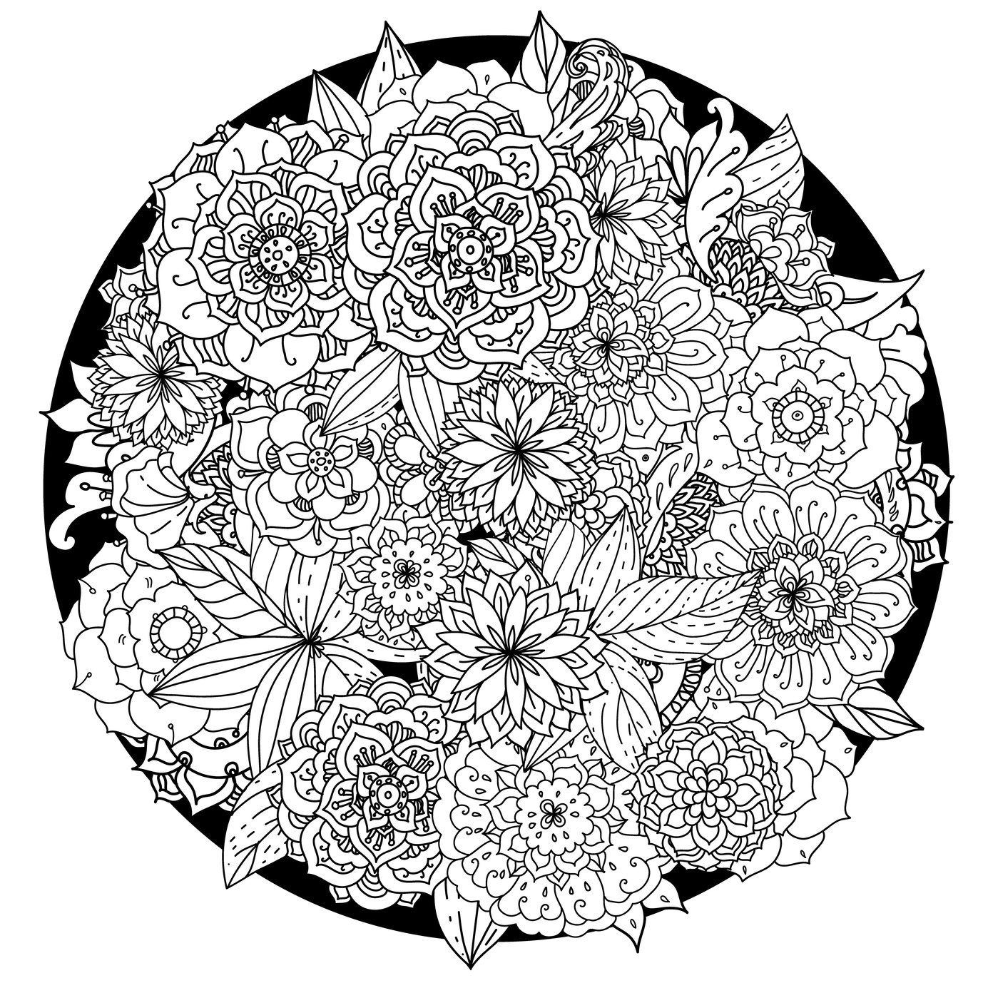 Flower Mandala Coloring Pages 1378x1378 Flower Mandala Coloring Pages