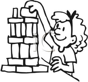 300x279 Coloring Page Of A Girl Playing With Building Blocks