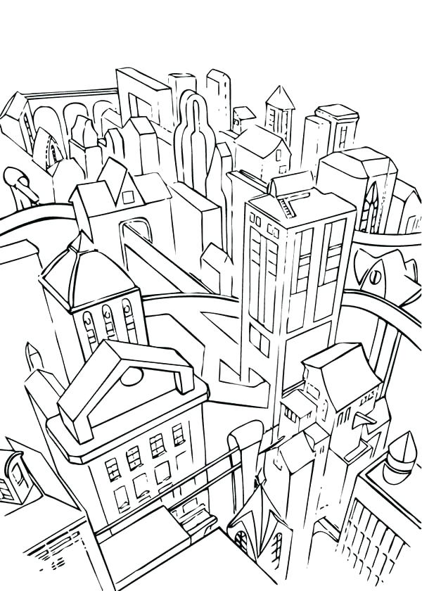 600x840 Building Coloring Page A City With So Many Building Coloring Page