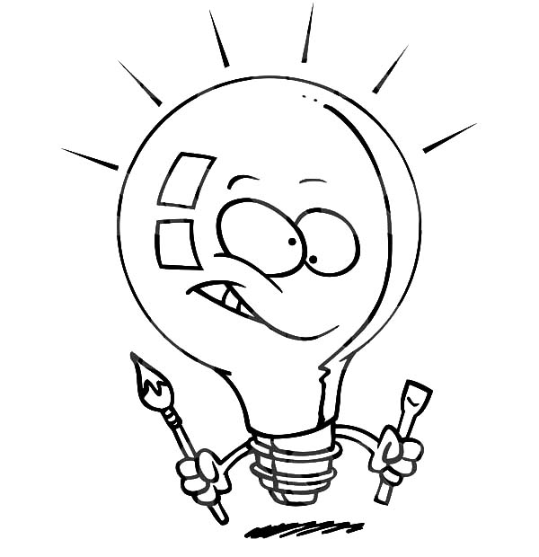 Light Bulb Painter Coloring Pages 600x620 Light Bulb Painter Coloring Pages