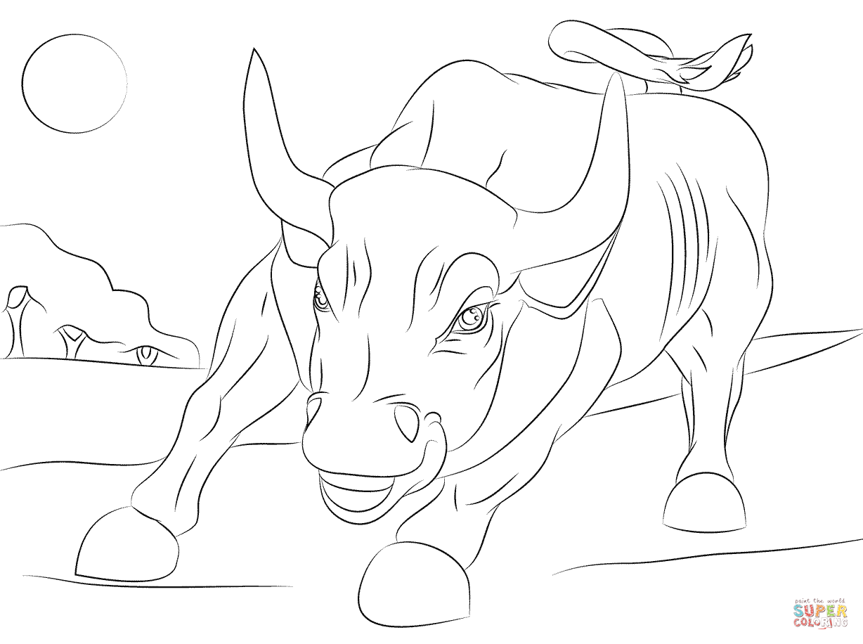 1228x916 Sturdy Bucking Bull Coloring Pages Wall Street Page Free Printable