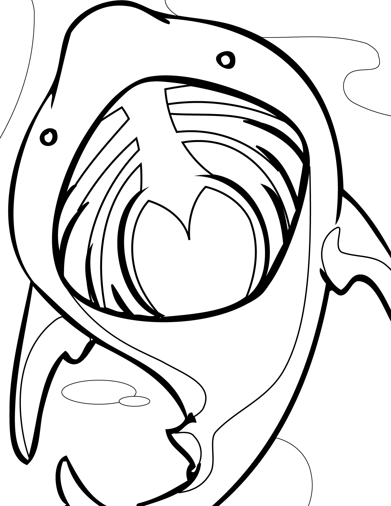 1275x1650 Bull Shark Clipart Coloring Page