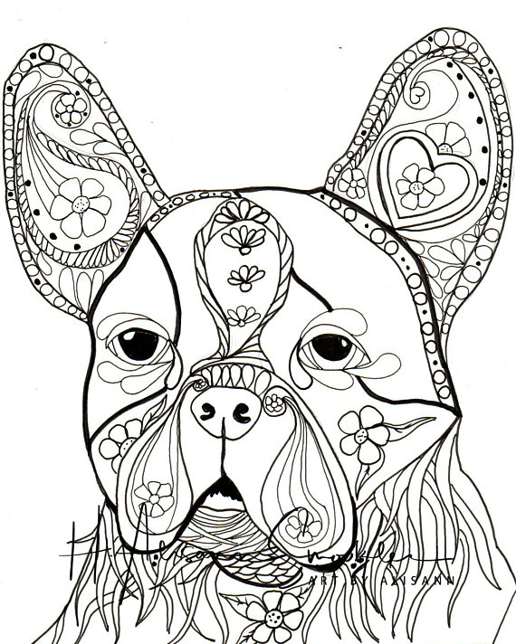 570x712 Boston Bull Terrier Digital Download Coloring Books