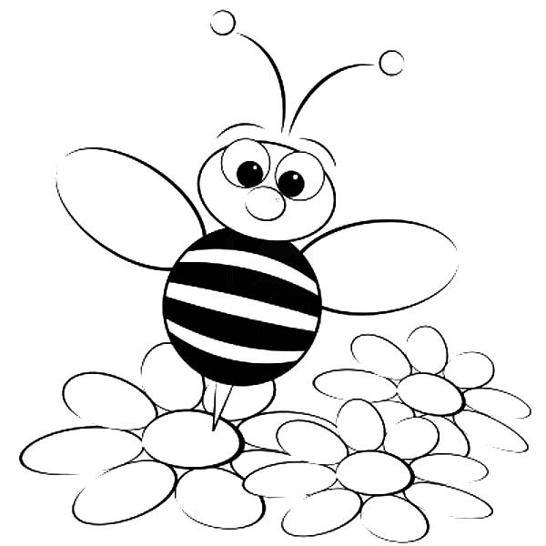 600x600 Download Bumble Bee Coloring Page Standing On Flower Pages Best