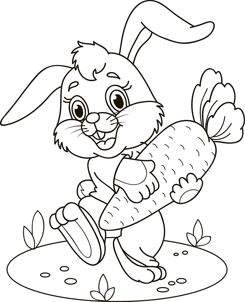 811x1000 Easter Bunny Carrot Free Coloring Page Animals, Easter, Holidays