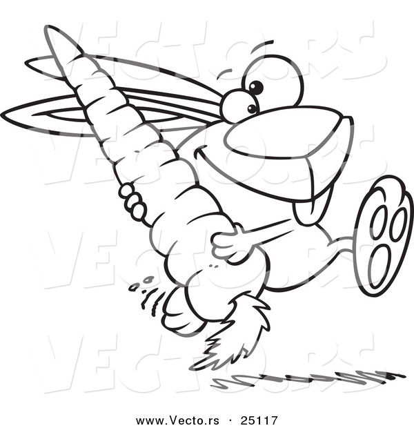 600x620 Vector Of A Cartoon Happy Rabbit Carrying A Giant Carrot