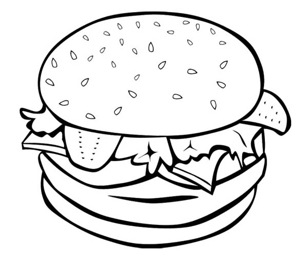 600x519 The Big Burger For Junk Food Coloring Page