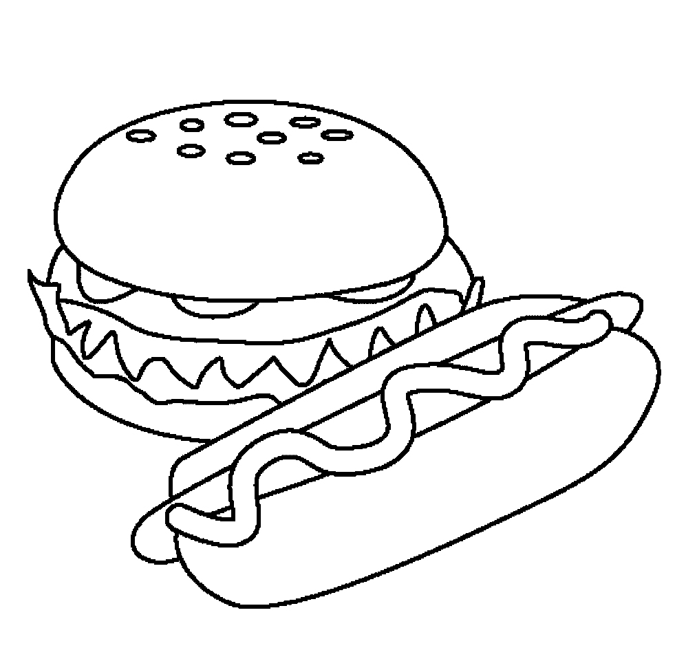 997x945 Top Burger and hotdog coloring pages Have Food Coloring Pages