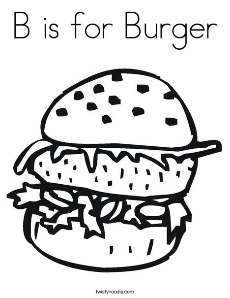 468x605 B Is For Burger Coloring Page
