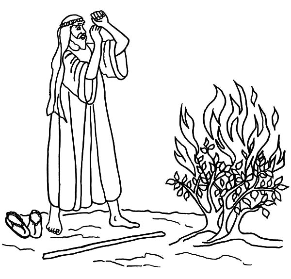 600x575 Burning Bush Moses Coloring Pages Nice Moses And The Burning Bush
