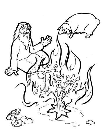 372x479 Moses And The Burning Bush Coloring Page Children's Ministry Deals