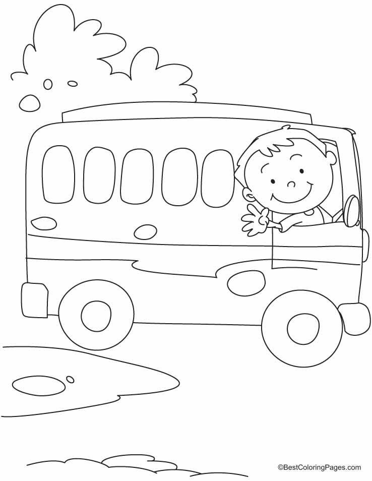 The Bus Driver Says Ok, Tata, Bye Bye Coloring Pages Drawing 738x954 The Bus Driver Says Ok, Tata, Bye Bye Coloring Pages Drawing