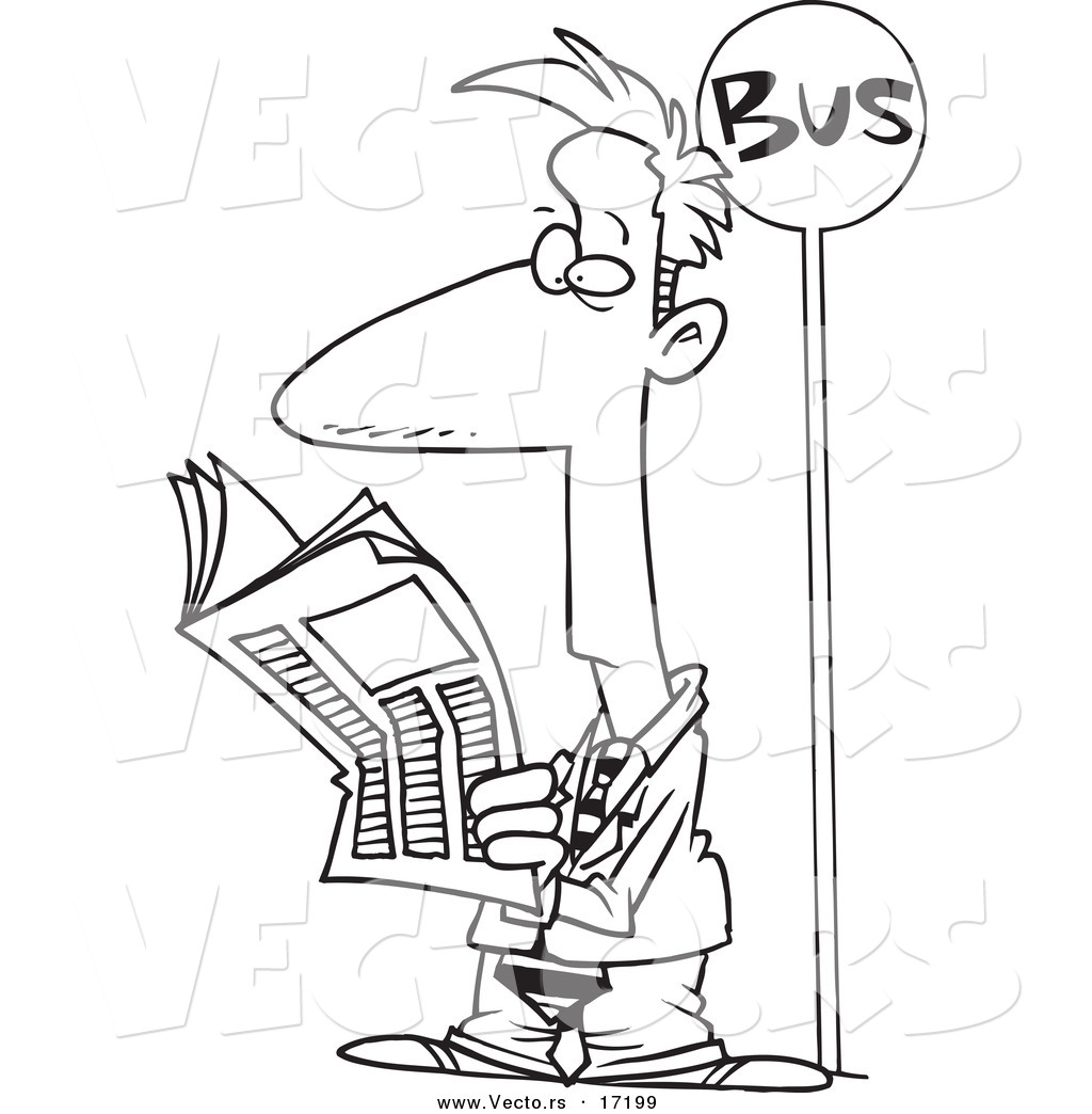 1024x1044 Vector Of A Cartoon Businessman Reading The Newspaper