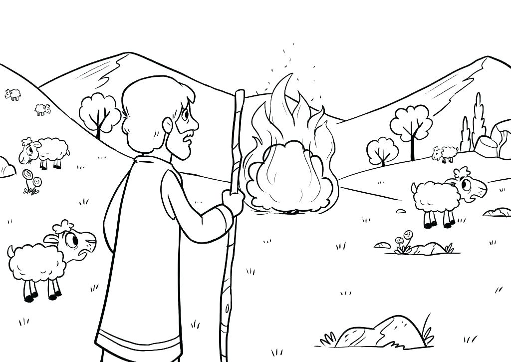Moses And The Burning Bush Coloring Sheets And The Burning Bush 1024x725 Moses And The Burning Bush Coloring Sheets And The Burning Bush