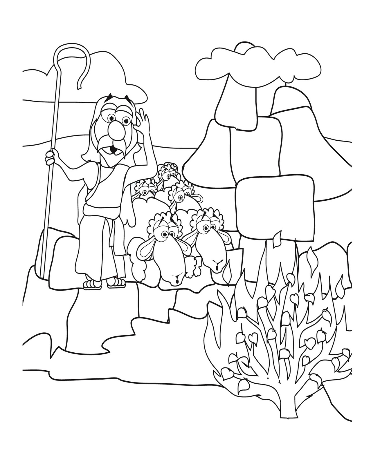 New Moses And The Burning Bush Coloring Page N 2739 Unknown Fine 1309x1600 New Moses And The Burning Bush Coloring Page N 2739 Unknown Fine