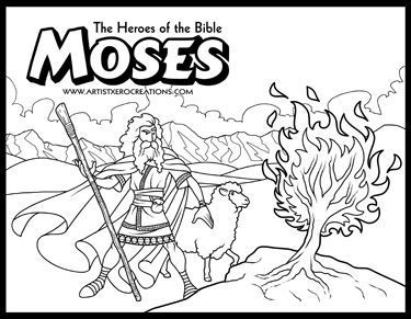 The Heroes Of The Bible Coloring Pages Moses And The Burning Bush 375x291 The Heroes Of The Bible Coloring Pages Moses And The Burning Bush