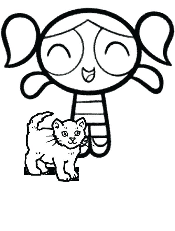600x792 Powerpuff Coloring Pages Bubbles And A Little Cat In The Girls