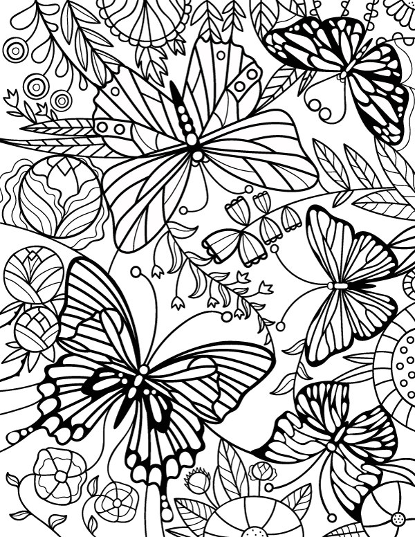 Stained Glass Butterfly Adult Coloring Page 600x776 Stained Glass Butterfly Adult Coloring Page