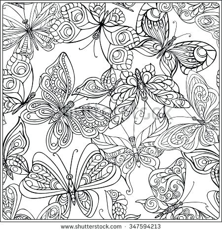 Butterfly Coloring Pages For Adults Pattern With Butterflies 450x470 Butterfly Coloring Pages For Adults Pattern With Butterflies